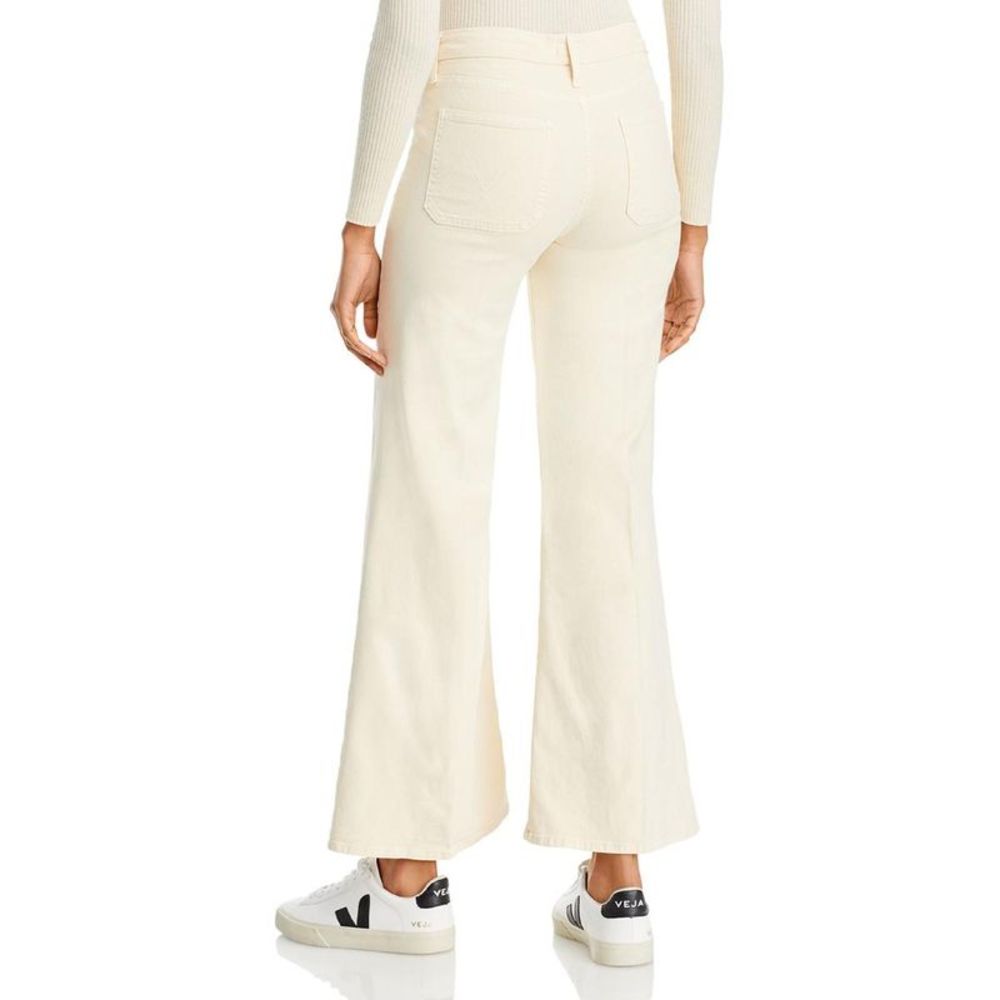 Mother Womens White Cotton Patch Pocket Denim Wide Leg Jeans NWOT - Picture 2 of 3